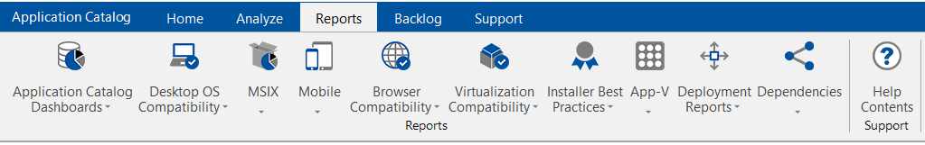 Reports Tab of Application Manager Ribbon